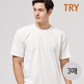 (365Buy) TRY 트라이 남여공용 면100 라운드넥 반팔티 3장 학생티 기본티 무지티셔츠