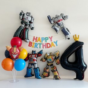 헬로카봇 로보트 풍선 생일파티 풍선세트, 블랙 4