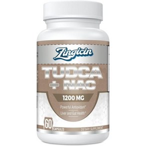 Zingicin NAC 보충제가 포함된 TUDCA 1200mg - 60캡슐 강력한 담즙염과 N-아세틸-시스테인 간 비타민를 위한 체력 보충제, 60 Count (Pack of 1), 1개