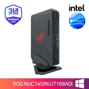 ASUS 인텔 ASUS ROG NUC14SRKU7168A0I Win 11 HOME (16GB M.2 512GB) 지포스 RTX4060, 16GB, 블랙 ROG, 512GB, WIN11 Home