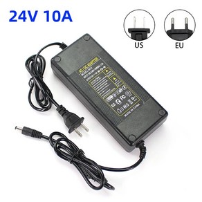 24V 10A 새로운 AC 100V-240V 240W 컨버터 전원 어댑터 DC24V 10A 2.1mm-2.5mm * 5.0mm EU 미국 AU 플러그 전원 공급 장치 어댑터, 1개, 2) 24V - 10A - US