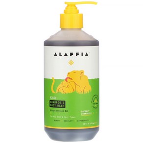 Alaffia 매일 코코넛 샴푸 바디 워시 어린이용 코코넛 캐모마일 475 ml(16 fl oz) 2팩, 476ml, 1개