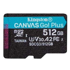 KINGSTON CANVAS GO! Plus 512GB U3 A2 V30 Mico Cad SDXC Class 10 메모리 카드 플래시 Micosd TF Mini 카드 512G, 1개