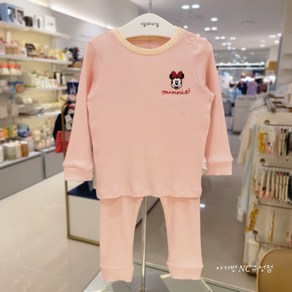 아가방 NC유성점 [디즈니베이비] 부드럽고 신축성좋은 골지소재 귀여운 미니캐릭터 슬림핏내의 봄 가을 긴팔 유아 아기 여아 남아 돌아기 신생아 면 실내복 내복 내의 선물 아가방내의