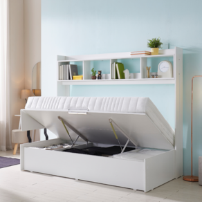 [SET] 모모 리프트업 수납침대 프레임+본넬매트리스, H400, SS+본넬