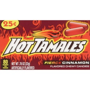 Hot Tamales (1 Box of 24 - .78oz Individual Packs) 핫 타말레(24개입 1박스 - 0.78온스 개별 팩), 1개, 22g