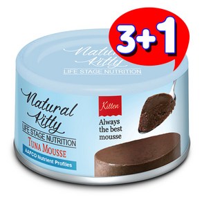 [3+1] 내추럴키티 주식캔/습식사료 키튼 참치무스캔, 1개, 80g, 참치