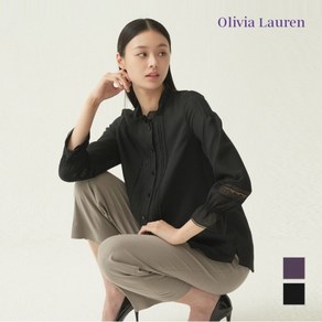 [올리비아로렌(공식)] [OLIVIA LAUREN] 레이스배색 에스닉블라우스_VOCNLXF