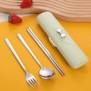 휴대용 커트레이 식기 보관함 저녁 식사 스푼 샐러드 포크 미끄럼 방지 젓가락, 2. Geen 3pcs set, 1개