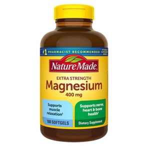 네이쳐메이드 마그네슘 400 mg 180정 (소프트젤) Natue made Exta Stength magnesium 180 softgels, 1개