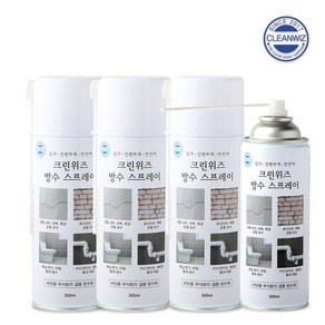 [크린위즈]방수왕 방수 스프레이 300ml 4개 크랙 누수 보수제 코팅제 외벽 균열 보수, 투명2+흰색2, 1세트