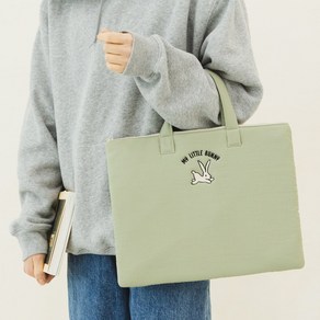 [올뉴프레임] 자수 노트북 파우치 Aiy Laptop Bag My Little Bunny, 연카키, 1개