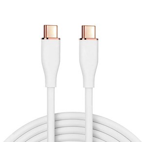 USB2.0 CtoC 200cm 케이블 화이트색상 부드러운 실리콘재질 데이터 전송 20V 최대 5A 출력 지원 노트북 태블릿PC 스마트폰 PD고속충전, 1개, 화이트