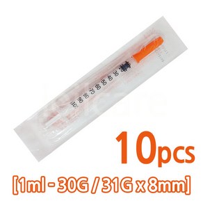 엔젤 일회용 인슐린 주사기 1ml 8mm 31G, 10개