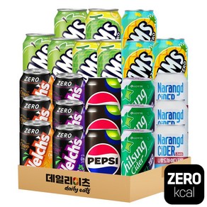 [데일리이츠] 제로칼로리 탄산음료 뚱캔 8종 3캔씩 총 24캔 (345ml~355ml), 1세트, 355ml