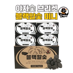 숯깨비 바베큐 캠핑 점화탄 조개탄 브리켓 [블랙알 스피드블랙알 꼬마탄 황금알 미니박스], 1. [블랙알(일반) 미니 1kg x 4], 1개