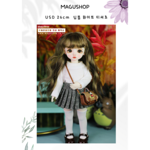 구체관절인형/USD 26cm 옷 ( 심플 화이트 티셔츠 ) / 인형포함안됨 / 마구샵/bjd, 1개