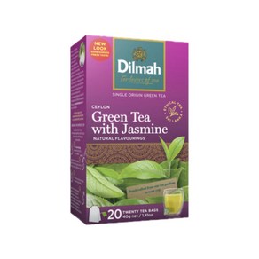 딜마 퓨어 자스민 녹차 티백 Dilmah Pue Jasmine Flavou Geen Tea Bags, 40g, 1개, 20개입