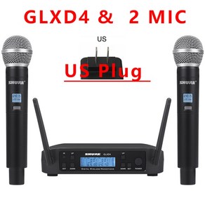 정품 슈어 GLXD4 무선 마이크 2 채널 UHF 640 690MHz 전문 공연 라이브 방송 핸드헬드