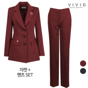 비비드시크릿가너 VIVID SET 여성 롱스트라이프2 정장자켓일자팬츠 세트