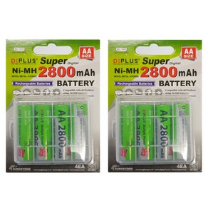 디아이플러스 AA 충전지 8알 2800mAh 대용량 건전지, 1개