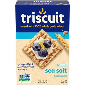 Tiscuit Hint of Sea Salt 통곡물 밀 크래커 비건 241g(8.5온스, 241g, 1개