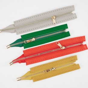 (K239) 컬러 가죽 지퍼, (K239-5) 18cm／브라운, 1개