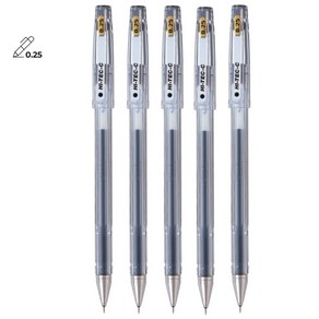 PILOT 하이테크-C 0.25mm 5개 파일롯트 HI-TEC-C 젤 잉크 볼펜, 블랙5개