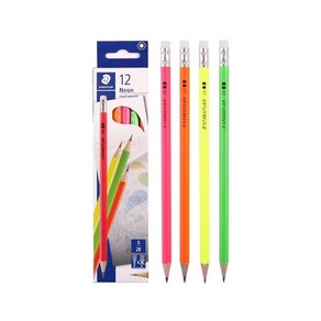 스테들러 네온 연필 Neon Exam Pencils (12pcs) 2B / 지우개연필 학생연필 오피스연필 사무실연필 연필세트 스테들러연필 스테들러연필2B 네온연필, 1개