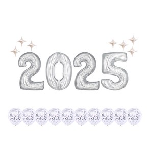 [2025 대형 숫자] 골드/실버 2colos 은박 혼합풍선 해피뉴이어 파티 에브리띵스마일 1230, 1세트, 실버 대형