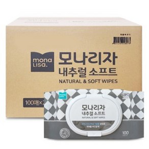 모나리자 내추럴 소프트 물티슈 캡형, 24개, 100매, 221g