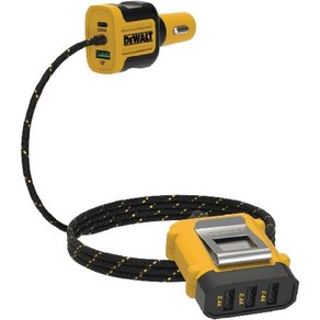 DEWALT 5-포트 앞좌석 및 뒷좌석 이동식 USB PD 자동차 충전기 72W 충전기 어댑터 여러 장치용 충전용 케이블 포함 담배 라이터 어댑터, 1개