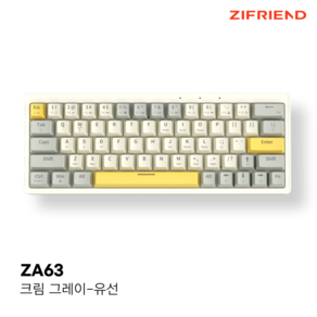 ZIFRIEND ZA63 LED 미니 휴대용 핫스왑 커스텀 키보드 저소음 아이패드 게이밍 기계식 키보드 레인보우 무빙 RGB 63키 유무선 블루투스 무한 입력, 크림 그레이, 유선