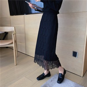 안녕릴리 여성 리버서블 하이웨이스트 레이스 스커트