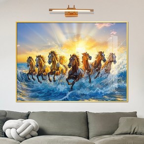 보고아트 사무실 승진운 풍수 액자 고급 인테리어 달리는 말 그림, 1. 운수대통 황금 팔마도, 골드메탈