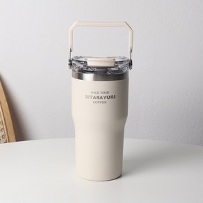 [파격사은품] 지제이 스텐 사각핸들 빨대 텀블러, 1개, White, 600ml