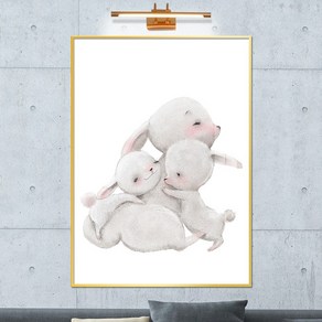보고아트 아이방 꾸미기 귀여운 동물 일러스트 그림 인테리어 액자, [15] 엄마토끼 아기토끼 두마리B