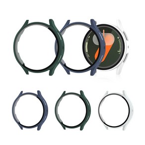 [젤센] 갤럭시워치7 전용 풀커버 일체형 9H 강화유리 케이스 오피스 3개 SET, 40mm, 네이비+화이트+다크그린, 1개