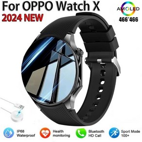 화웨이 OPPO 남성용 시계 X 스마트 워치 466x466 HD 화면 나침반 스마트워치 NFC 블루투스 통화 스포츠 방, 01 Fo OPPO WATCH X, 02 Black