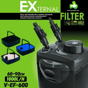TOP 탑 외부여과기 VEF-600 [2~3자/여과재 포함]/수족관 어항 수조 필터 청소 여과장치 수질정화 구피, 1개
