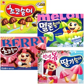 (4종세트) 딸기송이+초코송이+멜론송이+해피베리, 4개, 144g