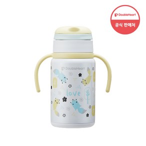 더블하트 스테인리스 빨대컵 개구리 300ml, Yellow 옐로우, 1개