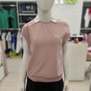 [엘르골프] 23 여성 여름(이월) 크롭형 카라 반팔 티셔츠 6J45253400