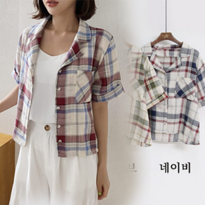 [NewCae] 여성 여름 숏자켓 체크 린넨자켓