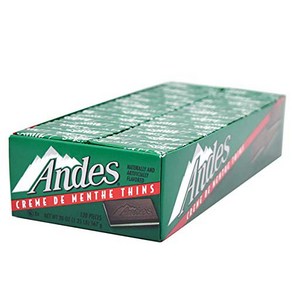 Tootsie Roll Andes Ceme De Menthe Thin Mints - Af 투시 롤 안데스 크림 드 멘테 얇은 민트 - 저녁 식사 후 민트 - 직사각형 초콜릿 샌드, Cème de Menthe, 1개, 566g