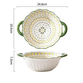 보호 세라믹 귀 그릇 Ins 샐러드 접시 차가운 언더 글레이즈 식기, 01 B-10inch, 1개