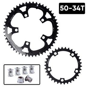 BUCKLOS 도로 자전거 체인휠 110 Bcd 알루미늄 합금 속도 자전거 체인링 50/34T 52/36T 53/39T 110BCD 크라운 더블 스피드, [01] 50-34T, 1개