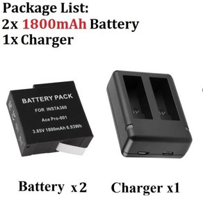 인스타 360 에이스 프로용 충전식 배터리 및 LED 듀얼 충전기 카메라 액세서리 1800mAh, 06 2 Battey 1 Chage, 1개