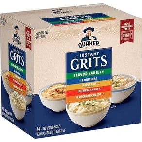 Quaker Instant Grits 4가지 맛 버라이어티 팩 27.8g0.9온스 패킷 44개1팩 422008