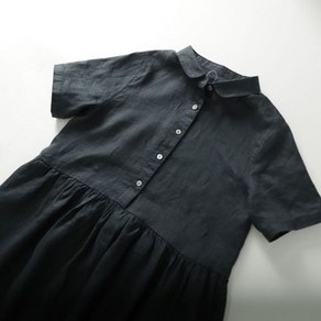 COBOTOR 여성 린넨 원피스 오버핏 a라인 캐주얼 여자 봄 여름 반팔 미디원피스 linen dress women XK0118